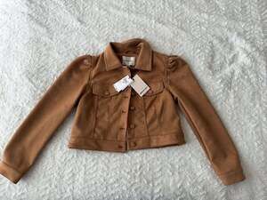 Industry Clothing Beverly Faux Suede Cropped Jacket in Camel